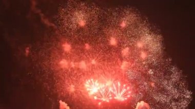 Fireworks arkasında Odaiba Tokyo karanlık gökyüzü, gece