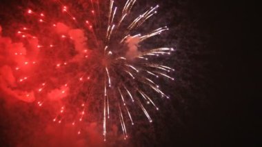 Fireworks arkasında Odaiba Tokyo karanlık gökyüzü, gece