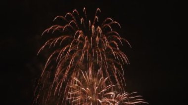 Fireworks arkasında Odaiba Tokyo karanlık gökyüzü, gece