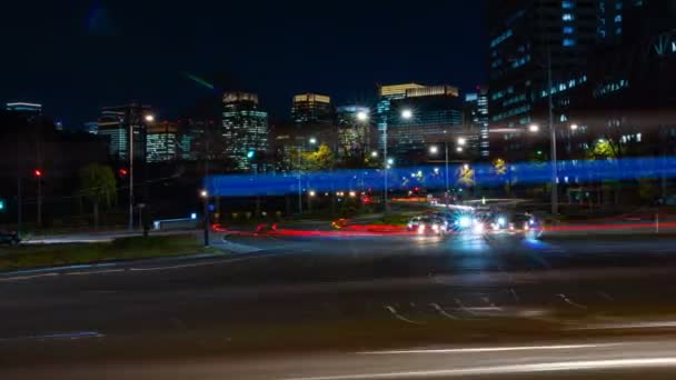 Lasso di tempo notturno sulla strada urbana di Tokyo — Video Stock