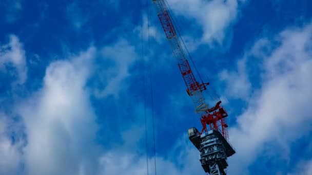 Moving cranes timelapse behind the blue sky in Tokyo — Stock Video