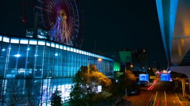 Odaiba Tokyo zaman atlamalı gece lunapark yakınında dönme dolabı