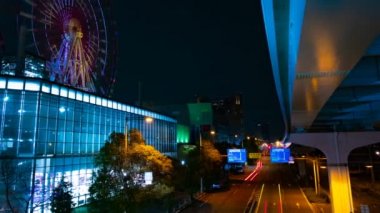 Odaiba Tokyo zaman atlamalı gece lunapark yakınında dönme dolabı