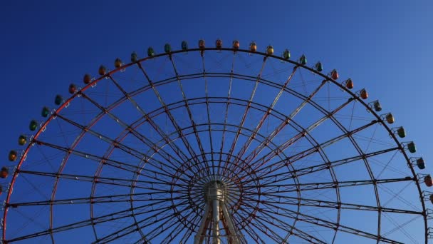 Reuzenrad op het pretpark in Odaiba Tokyo — Stockvideo