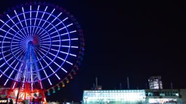 Geceleri Odaiba Tokyo zaman atlamalı dönme dolabı
