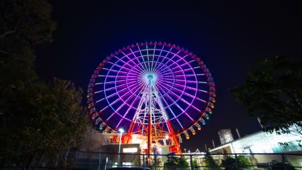 Ferris Wheel éjjel Odaiba Tokió idő telik el — Stock videók