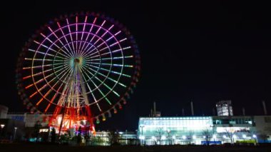 Geceleri Odaiba Tokyo zaman atlamalı dönme dolabı