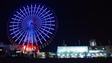 Geceleri Odaiba Tokyo zaman atlamalı dönme dolabı