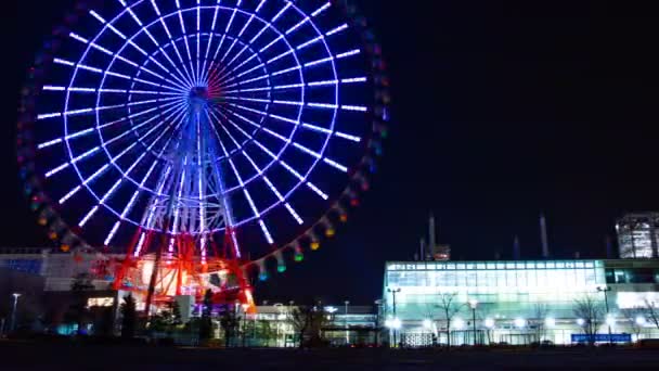 Ferris Wheel éjjel Odaiba Tokió idő telik el — Stock videók