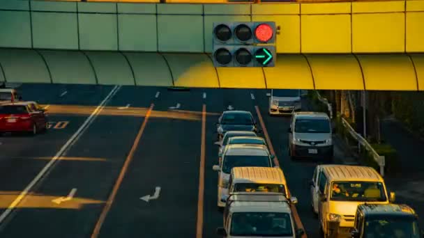 在东京市中心大街上，冲锋不惊的车白天延时中拍摄 — 图库视频影像