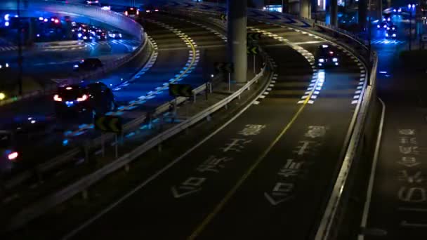Nacht-Zeitraffer-Straße in der Geschäftsstadt in akasaka tokyo middle shot — Stockvideo