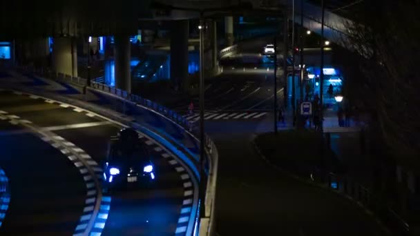 Night time lapse street at the business town in Akasaka Tokyo middle shot — Stock Video