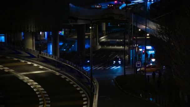 Night time lapse Street in het zakencentrum in Akasaka Tokyo Middle shot — Stockvideo