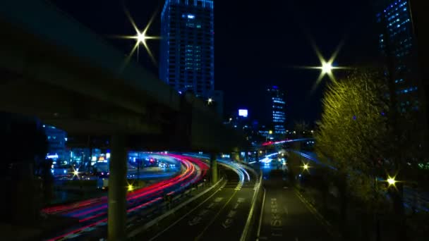 Nuit rue lapse à la ville d'affaires à Akasaka Tokyo plan large — Video