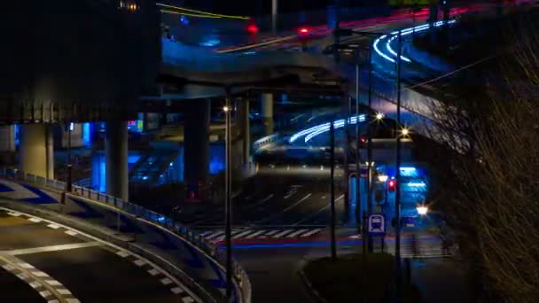 Night time lapse Street in het zakencentrum in Akasaka Tokyo Middle shot — Stockvideo