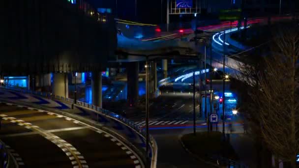 Nuit rue lapse à la ville d'affaires à Akasaka Tokyo plan du milieu — Video