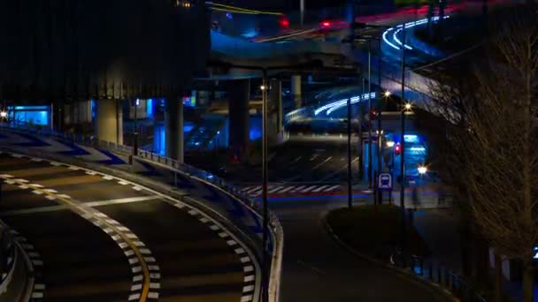 Night time lapse street at the business town in Akasaka Tokyo middle shot — Stock Video