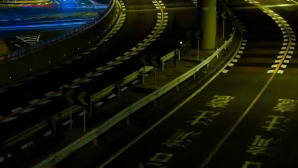 Nocny czas wygaśnięcia ulicy w mieście biznesowym w Akasaka Tokio środkowy strzał — Wideo stockowe