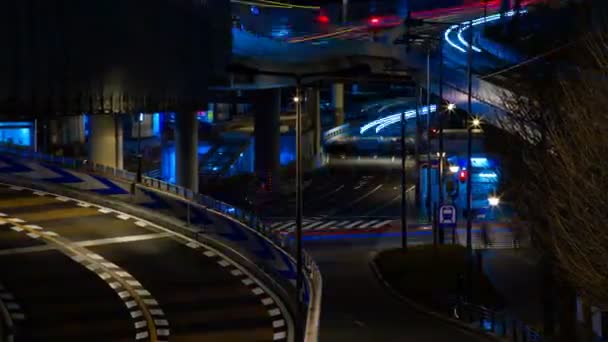Nocny czas wygaśnięcia ulicy w mieście biznesowym w Akasaka Tokio środkowy strzał — Wideo stockowe