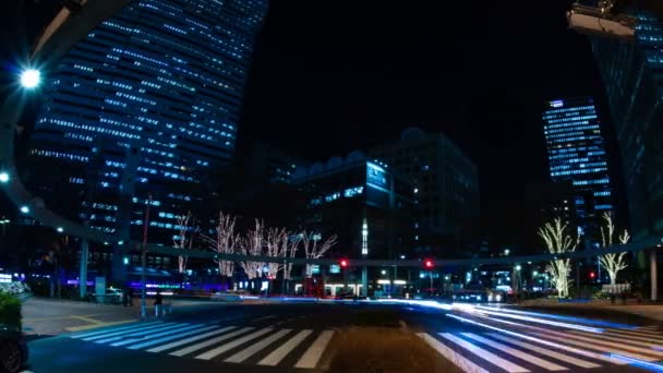 Noche lapso calle urbana en la ciudad de negocios en Tokio — Vídeos de Stock