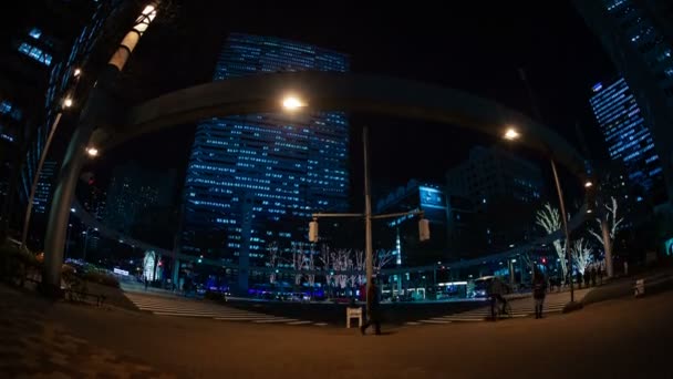 Yö raukeaa kaupunkien katu klo business town Tokiossa — kuvapankkivideo