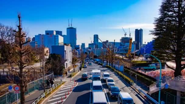 Un timelapse de la calle cerca de la construcción en la ciudad de negocios en Tokio — Vídeo de stock