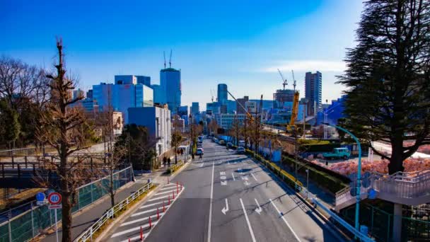 Un timelapse de la calle cerca de la construcción en la ciudad de negocios en Tokio — Vídeo de stock