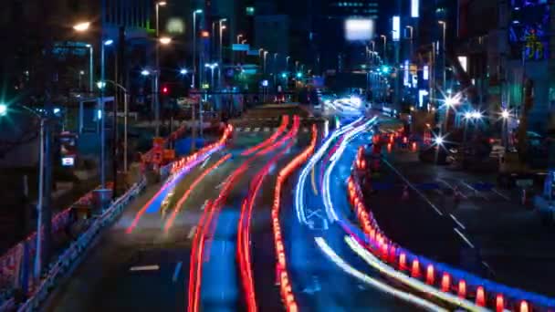 Noite rua urbana lapso de tempo na cidade de negócios em Tóquio — Vídeo de Stock