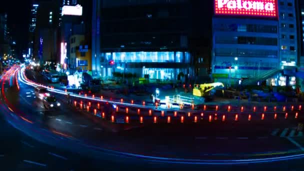 Night time lapse urban street at the business town in Tokyo — Stock Video