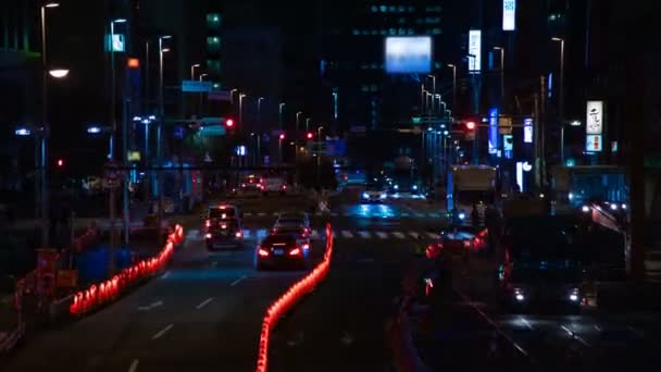 Night time lapse urban street at the business town in Tokyo — Stock Video