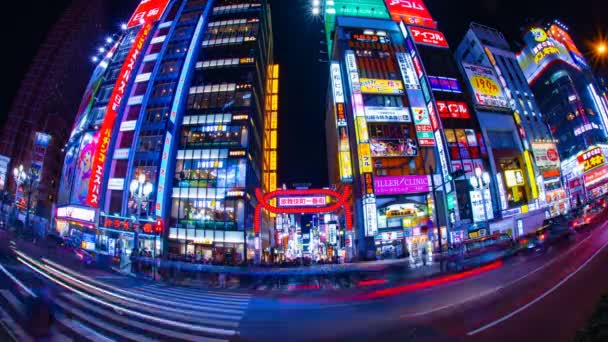 Night time lapse street at the neon town in Kabuki-cho Shinjuku Tokyo — Stock Video