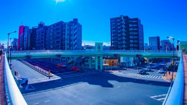 东京市中心白天变焦城市交叉口的延时 — 图库视频影像