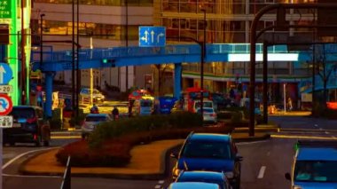Tokyo alacakaranlık zoom şehir merkezinde şehir sokak bir timelapse
