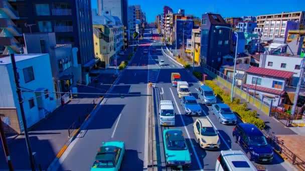 Μια χρονική χρονική διάρκεια του δρόμου της πόλης στο κέντρο του Τόκιο ημέρα μεγάλη βολή κλίση — Αρχείο Βίντεο