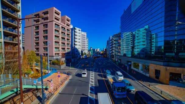 Een timelapse van de stad straat in het centrum in Tokio overdag Wide shot Tilt — Stockvideo