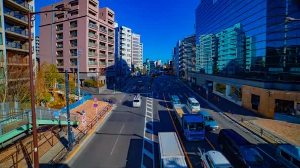 东京市中心城市街道的延时时间白天宽镜头倾斜 — 图库视频影像