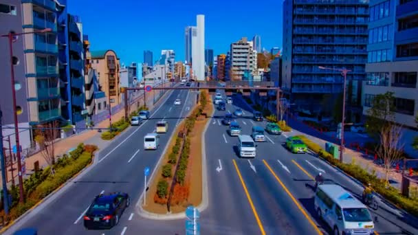 Uma timelapse da rua da cidade no centro da cidade em Tóquio zoom de tiro largo diurno — Vídeo de Stock