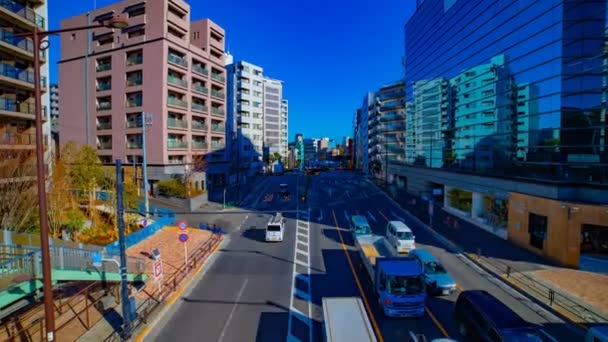 A TimeLapse a város utcában a belvárosban a tokiói nappali széles shot zoom — Stock videók