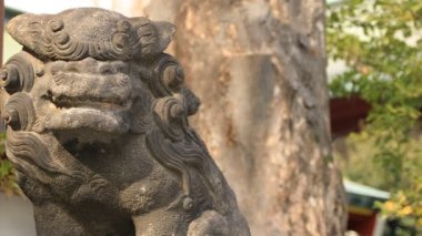 Tokyo'daki Kanda tapınağında heykel koruyucu köpek