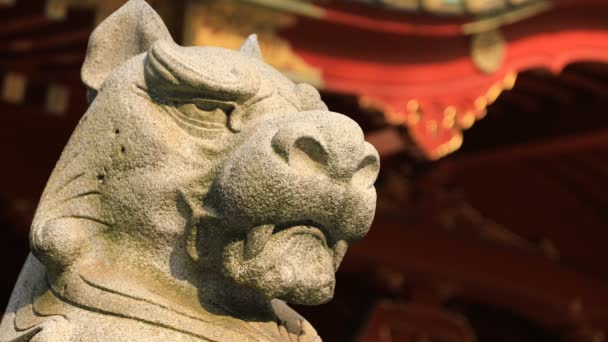 टोक्यो में कांडा मंदिर में प्रतिमा संरक्षक कुत्ता — स्टॉक वीडियो