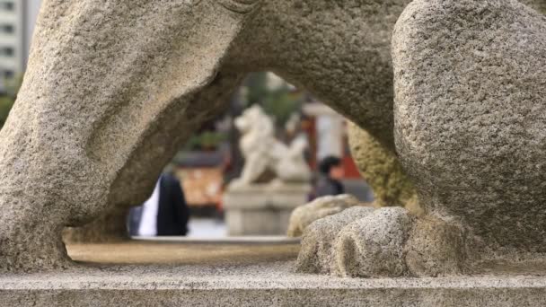 Estatua guardián perro en Kanda santuario en Tokio — Vídeos de Stock