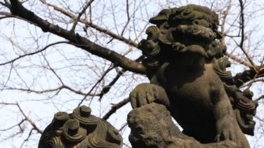 Tokyo'daki Kanda tapınağında heykel koruyucu köpek
