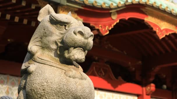 Statua cane custode al santuario di Kanda a Tokyo — Video Stock