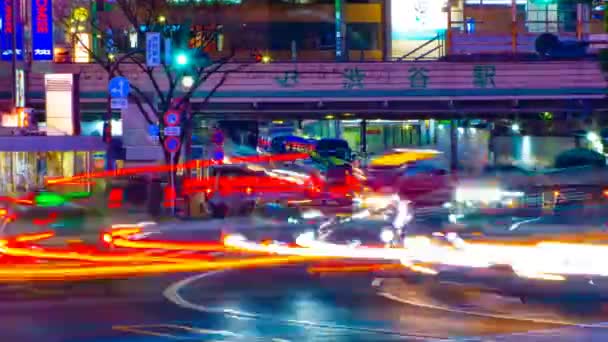 Nocne przejście na Neon w Shibuya Tokio — Wideo stockowe