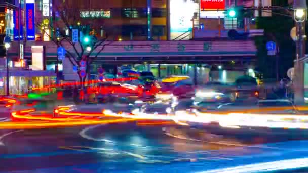 Natt tid förfaller korsning på Neon Town i Shibuya Tokyo — Stockvideo