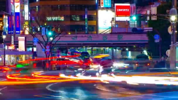 Natt tid förfaller korsning på Neon Town i Shibuya Tokyo — Stockvideo