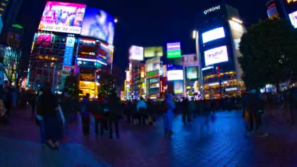 东京涩谷霓虹灯镇的夜幕时间间隔交叉 — 图库视频影像