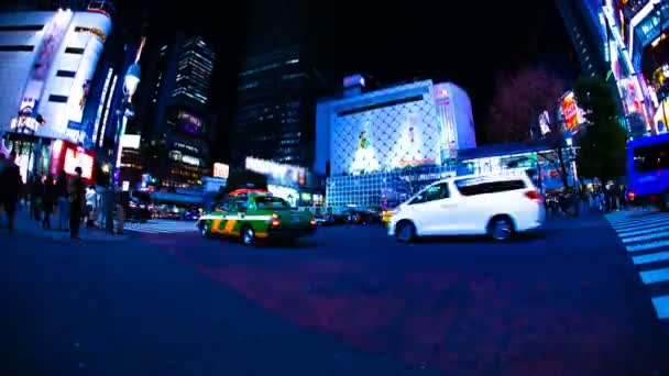Shibuya Tokyo geniş atış neon kasabasında gece zaman atlamalı geçiş — Stok video