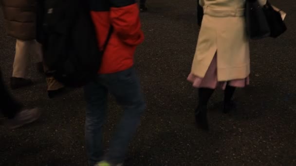 Zwiedzanie ludzi części ciała na skrzyżowaniu Shibuya w nocy — Wideo stockowe