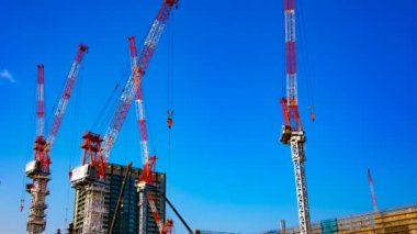 Tokyo geniş atış panning yapım aşamasında hareketli vinçler bir zaman atlamalı